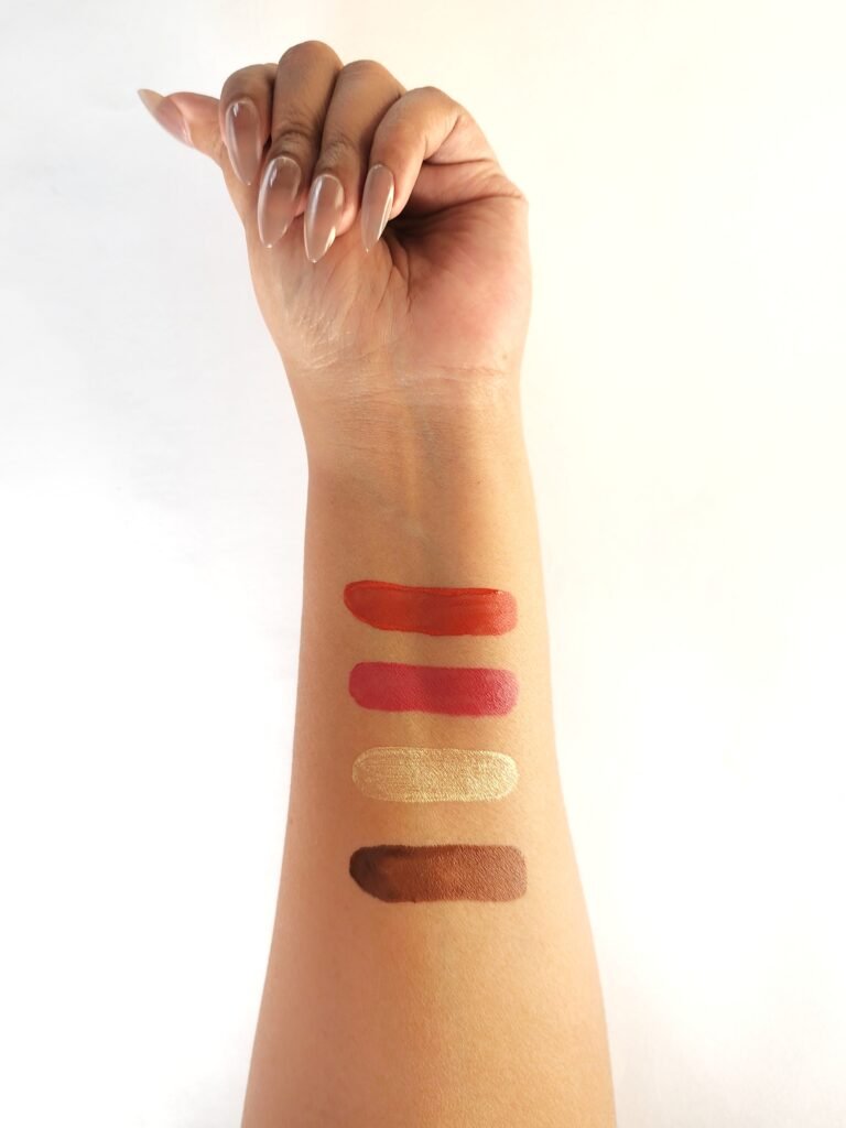 TT Cosmetics shades swatched on skin